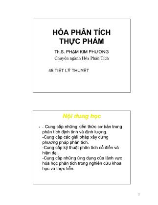 Bài giảng Hóa phân tích thực phẩm - Phạm Kim Phương