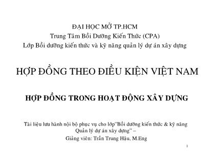 Bài giảng Hợp đồng theo điều kiện Việt Nam - Lưu Trường Văn