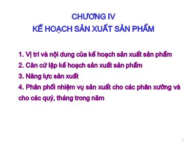 Bài giảng Kế hoạch doanh nghiệp - Chương IV: Kế hoạch sản xuất sản phẩm