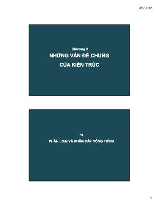 Bài giảng Kết cấu dân dụng và nhà ở - Chương 2: Những vấn đề chung của kiến trúc