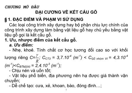 Bài giang Kết cầu gỗ - Chương mở đầu: Đại cương về kết cấu gỗ