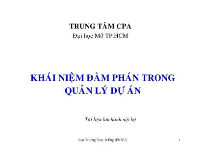 Bài giảng Khái niệm đàm phán trong quản lý dự án