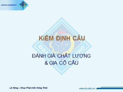 Bài giảng Kiểm định cầu - Đánh giá chất lượng và gia cố cầu