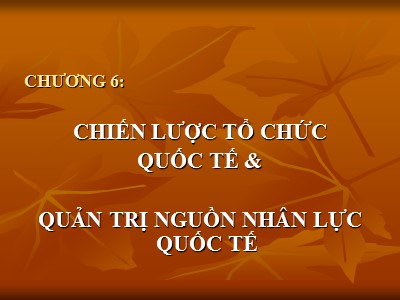 Bài giảng Kinh doanh quốc tế - Chương 6: Chiến lược quốc tế và quản trị nguồn nhân lực quốc tế