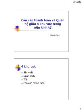 Bài giảng Kinh tế học vi mô dành cho chính sách công - Cán cân thanh toán và quan hệ giữa 4 khu vực trong nền kinh tế