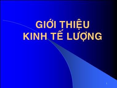 Bài giảng Kinh tế lượng - Giới thiệu kinh tế lượng