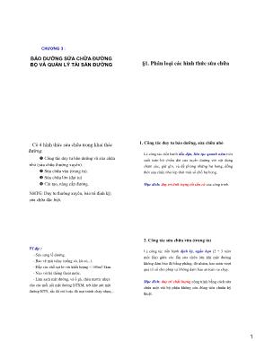 Bài giảng Kinh tế và quản lý khai thác đường - 3: Bảo dưỡng sửa chữa đường bộ và quản lý tài sản đường