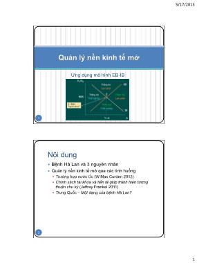 Bài giảng Kinh tế vĩ mô - Quản lý kinh tế mở