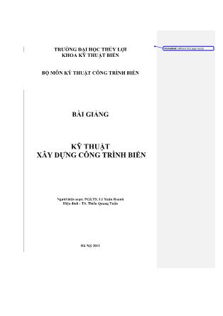 Bài giảng Kỹ thuật xây dựng công trình biển - Lê Xuân Roanh