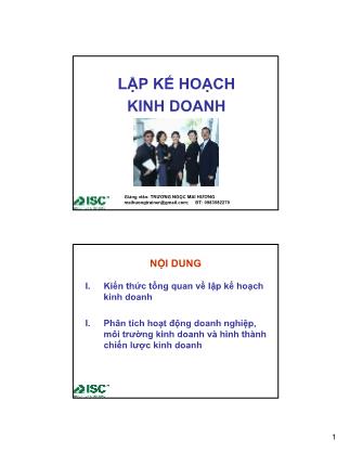 Bài giảng Lập kế hoạch kinh doanh - Trương Ngọc Mai Hương