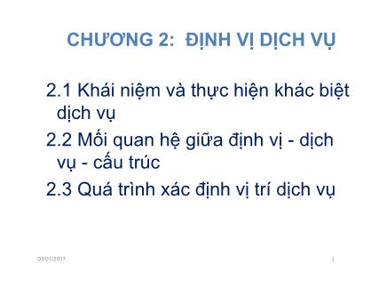 Bài giảng Marketing dịch vụ - Chương 2: Định vị dịch vụ