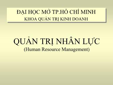 Bài giảng môn Quản trị nhân lực