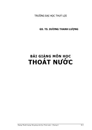 Bài giảng môn Thoát nước - Dương Thanh Lượng