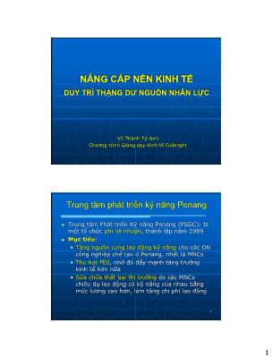 Bài giảng Nâng cấp nền kinh tế duy trì thặng dư nguồn nhân lực