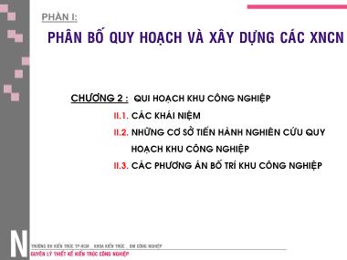 Bài giảng Nguyên lý thiết kế kiến trúc công nghiệp - Chương 2: Quy hoạch khu công nghiệp - Đinh Trần Gia Hưng