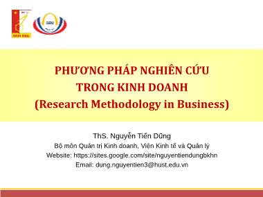 Bài giảng Phương pháp nghiên cứu trong kinh doanh