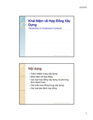 Bài giảng Quản lý xây dựng - Khái niệm về hợp đồng xây dựng - Nguyễn Duy Long