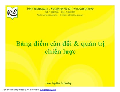 Bài giảng Quản trị chiến lược - Bảng điểm cân đối và quản trị chiến lược - Phạm Xuân Lan