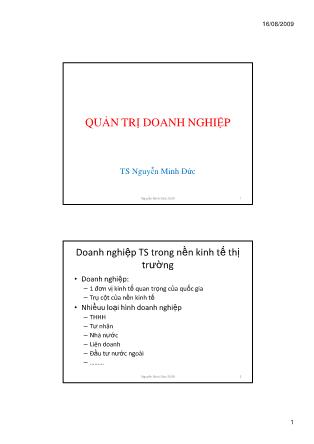 Bài giảng Quản trị doanh nghiệp - Nguyễn Ming Đức