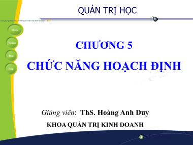 Bài giảng Quản trị học - Chương 5: Chức năng hoạch định