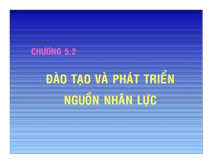 Bài giảng Quản trị nguồn nhân lực - Chương 5.2: Đào tạo và phát triển nguồn nhân lực