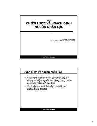 Bài giảng Quản trị nhân lực - Chương 3: Chiến lược và hoạch định nguồn nhân lực