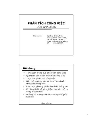 Bài giảng Quản trị nhân lực - Chương 4: Phân tích công việc