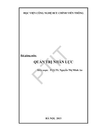 Bài giảng Quản trị nhân lực - Nguyễn Thị Minh An (Phần 1)