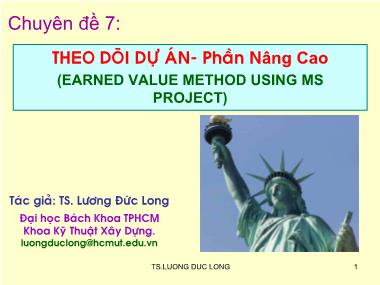 Bài giảng Theo dõi dự án- Phần nâng cao