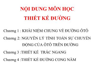 Bài giảng Thiết kế đường