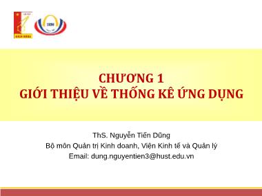 Bài giảng Thống kê ứng dụng trong kinh doanh - Chương 1: Giới thiệu về thuống kê ứng dụng - Nguyễn Việt Dũng