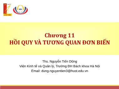 Bài giảng Thống kê ứng dụng trong kinh doanh - Chương 11: Hồi quy và tương quan đơn biến - Nguyễn Việt Dũng