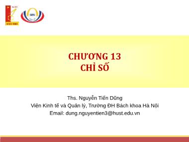 Bài giảng Thống kê ứng dụng trong kinh doanh - Chương 13: Chỉ số - Nguyễn Việt Dũng