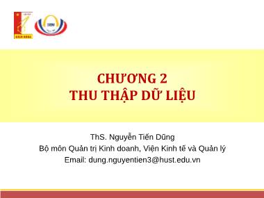 Bài giảng Thống kê ứng dụng trong kinh doanh - Chương 2: Thu thập dữ liệu - Nguyễn Việt Dũng