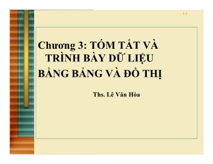 Bài giảng Thống kê ứng dụng trong kinh doanh - Chương 3: Tóm tắt và trình bày dữ liệu bằng bảng và đồ thị - Lê Văn Hòa