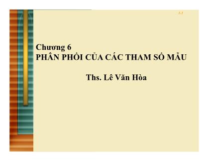 Bài giảng Thống kê ứng dụng trong kinh doanh - Chương 6: Phân phối của các tham số mẫu - Lê Văn Hòa