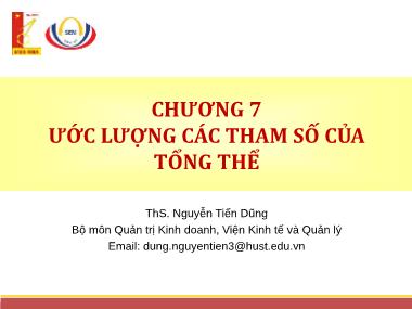 Bài giảng Thống kê ứng dụng trong kinh doanh - Chương 7: Ước lượng các tham số của tổng thể - Nguyễn Việt Dũng
