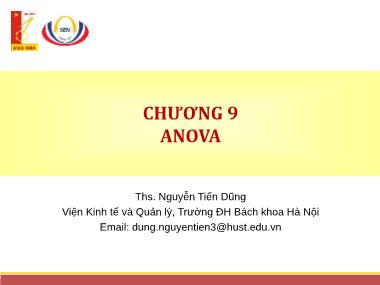 Bài giảng Thống kê ứng dụng trong kinh doanh - Chương 9: ANOVA - Nguyễn Việt Dũng