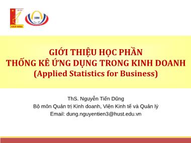 Bài giảng Thống kê ứng dụng trong kinh doanh - Nguyễn Việt Dũng