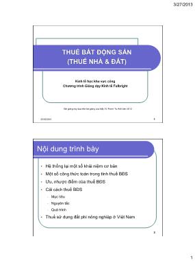 Bài giảng Thuế bất động sản (Thuế nhà và đất)