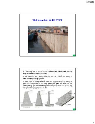 Bài giảng Thủy công - Chương 3: Tính toán thiết kế kè bê tông cốt thép