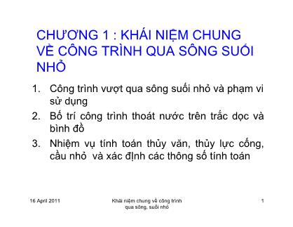 Bài giảng Thủy văn cầu cống