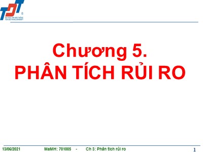 Bài giảng Tin học ứng dụng trong kinh doanh 1 - Chương 5: Phân tích rủi ro