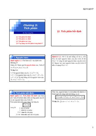 Bài giảng Toán cao cấp C1 - Chương 3: Tích phân - Phan Trung Hiếu