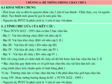 Bài giảng Trang thiết bị công trình - Chương 6: Hệ thống phòng cháy chữa cháy