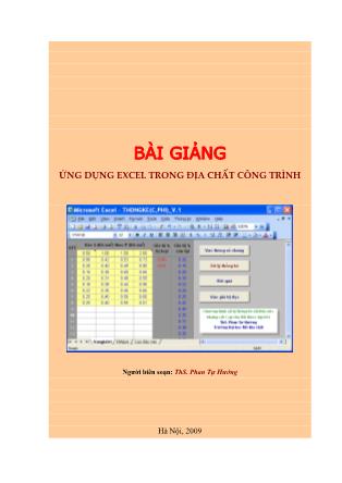 Bài giảng Ứng dụng excel trong địa chất công trình