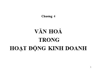 Bài giảng Văn hóa kinh doanh - Chương 4: Văn hóa trong hoạt động kinh doanh