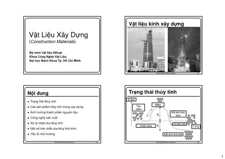 Bài giảng Vật liệu xây dựng - Vật liệu kính xây dựng