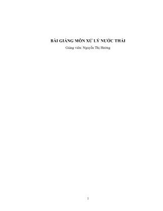 Bài giảng Xử lý nước thải - Nguyễn Thị Hường