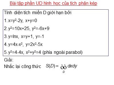 Bài tập phần UD hình học của tích phân kép